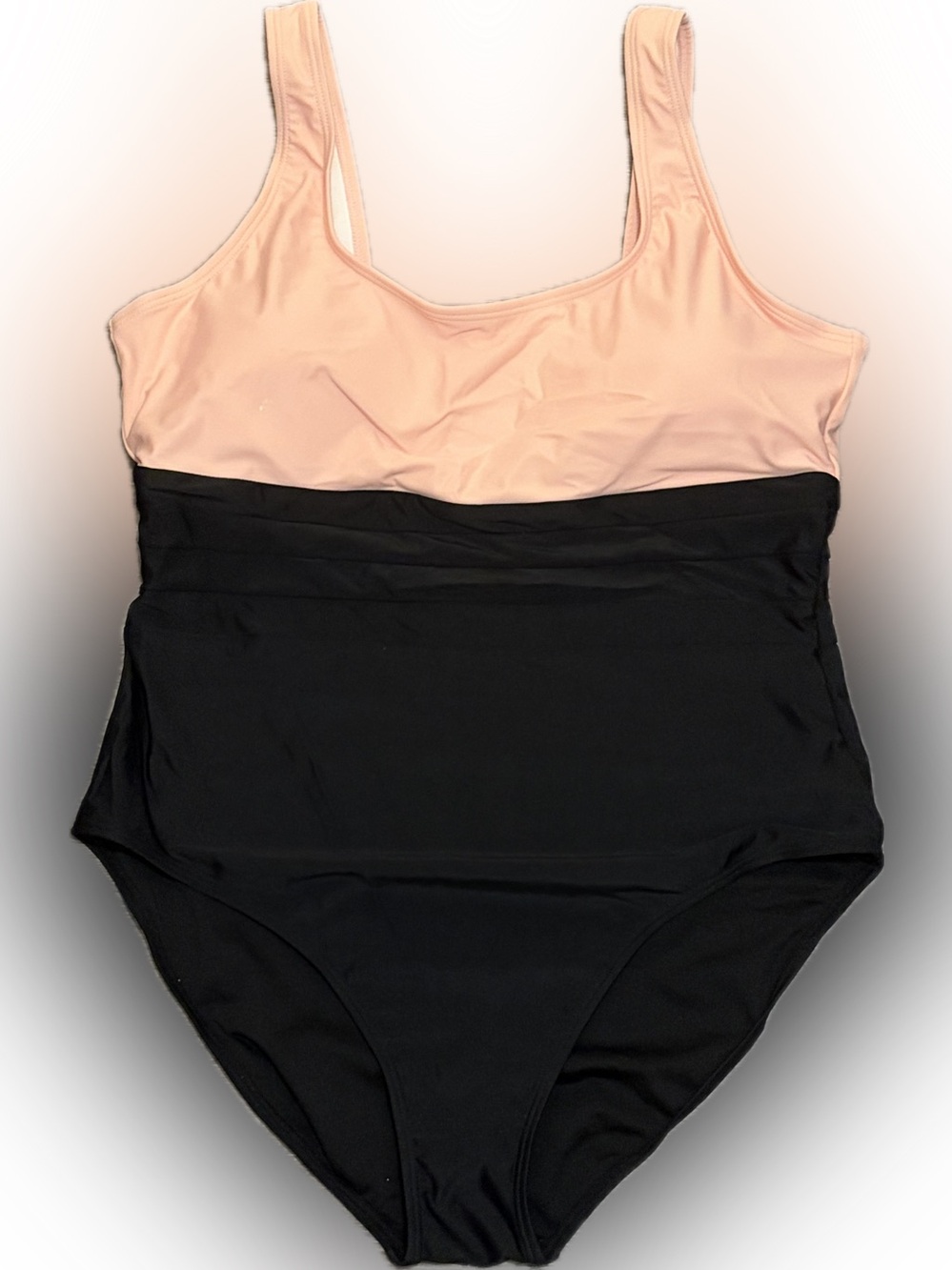 NWOT Two-Tone Blush and Black One-Piece Swimsuit